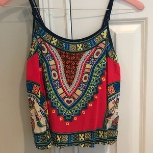 Colorful spaghetti strapped crop top